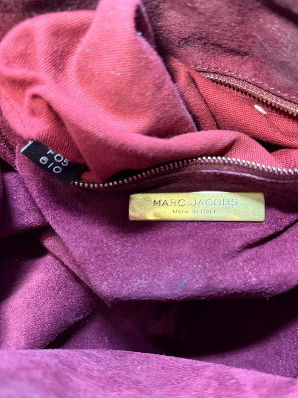 Marc Jacobs Stam Quilted Brown contrast stitch/maroon suede interior Fall 2005